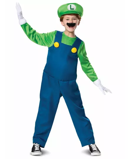 Luigi™ Deluxe maskeraddräkt barn, Storlek: 7-8 år (124 - 136 cm)