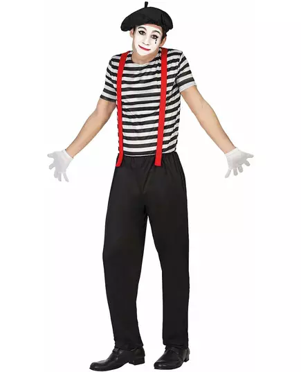 Mime-maskeraddräkt med byxor herr, Storlek: X-Large