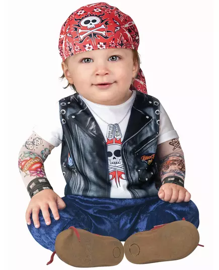 Klassisk minimotorcyklist-maskeraddräkt för baby, Storlek: 12-18 månader(74-81 cm)