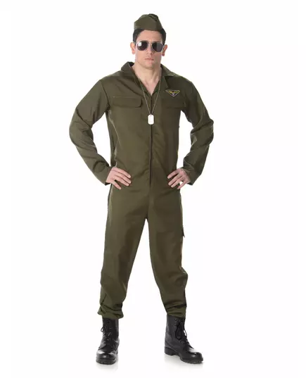Komplett jaktpilotmaskeraddräkt herr, Storlek: Small
