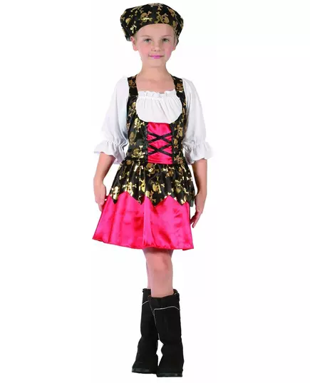 Piratmaskeraddräkt med gyllene motiv flicka, Storlek: 10-12 år (130-140 cm)