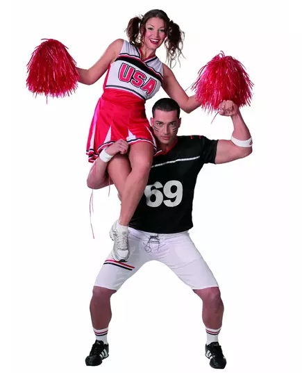Pompom girl USA-maskeraddräkt dam, Storlek: X-Large