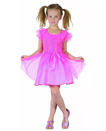 Rosa paljettprydd prinsessmaskeraddräkt flicka, Storlek: 7-9 år (120-130 cm)