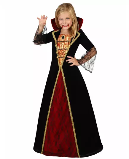 Elegant vampyrmaskeraddräkt för flickor Halloween, Storlek: 7-9 år (130-145 cm)