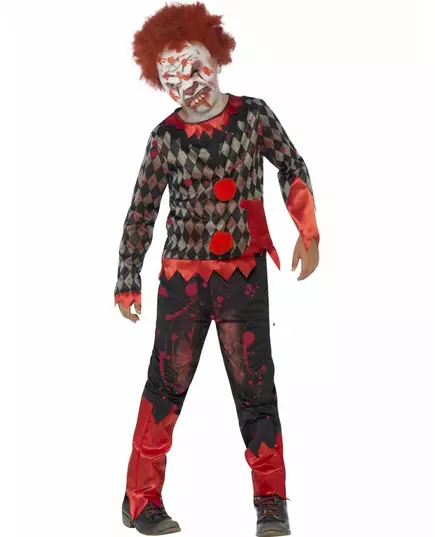 Zombieclownmaskeraddräkt barn Halloween, Storlek: 10-12 år (145/158 cm)