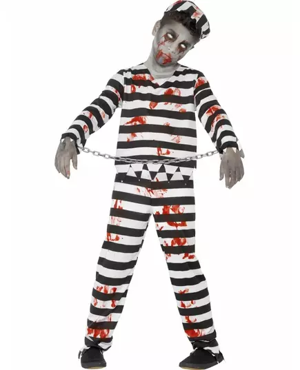 Zombie-fångemaskeraddräkt för pojke Halloween, Storlek: 13-15 år