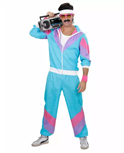 Turkos joggingmaskeraddräkt i 80-talsstil herr, Storlek: Medium