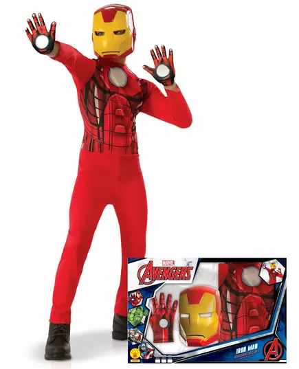 Iron Man™ klassiskt set med handskar för pojke, Storlek: 7-8 år (122 till 128 cm)