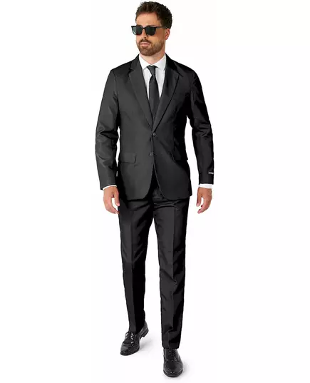 Svart Mr. Solid-maskeraddräkt för herr Suitmeister™, Storlek: Large (EU 52-54)