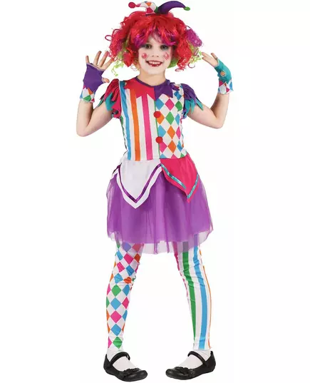 Färgglad harlekin-maskeraddräkt flicka, Storlek: 4-6 år (110-120 cm)