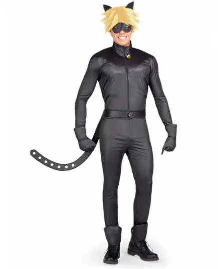 Maskeraddräktset Chat Noir Miraculous™ vuxen, Storlek: Small
