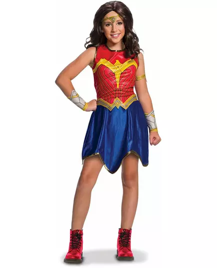 Klassisk Wonder Woman Justice League™-maskeraddräkt flicka, Storlek: 5-6 år (110 till 116 cm)