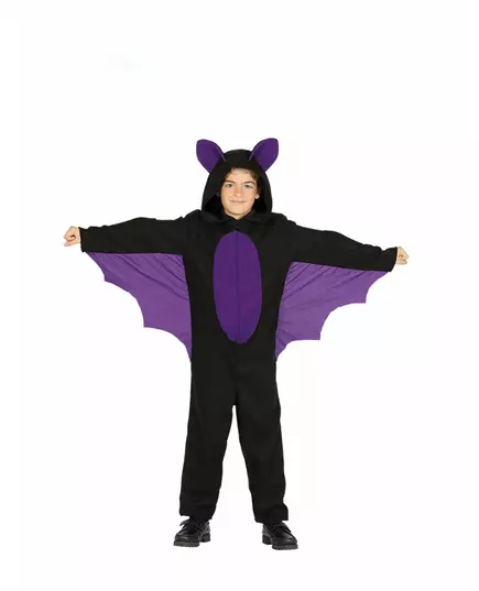Svart och lila fladdermusmaskeraddräkt pojke, Storlek: 5-6 år (110-115 cm)