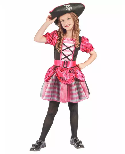 Rosa piratmaskeraddräkt för flickor, Storlek: 4-6 år (110-120 cm)