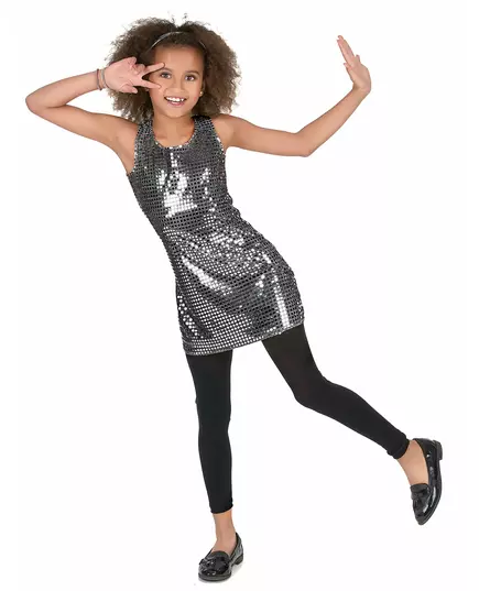 Disco-maskeraddräkt med paljetter flicka, Storlek: 7-9 år (M)