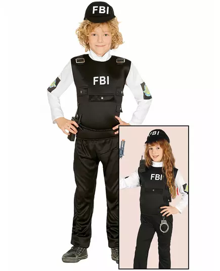 FBI-maskeraddräkt barn, Storlek: 9 år (125-135 cm)