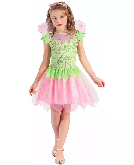 Grön och rosa fe-maskeraddräkt flicka, Storlek: 4-6 år (110-120 cm)