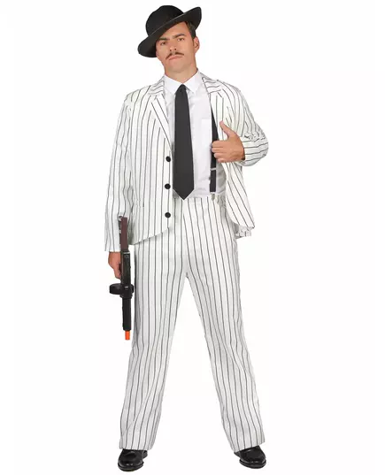Vit gangster-maskeraddräkt herr, Storlek: Large