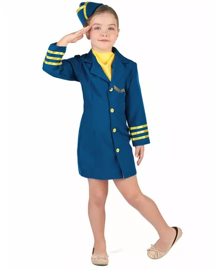 Flygvärdinneuniform maskeraddräkt flicka, Storlek: 7-9 år (120-130 cm)