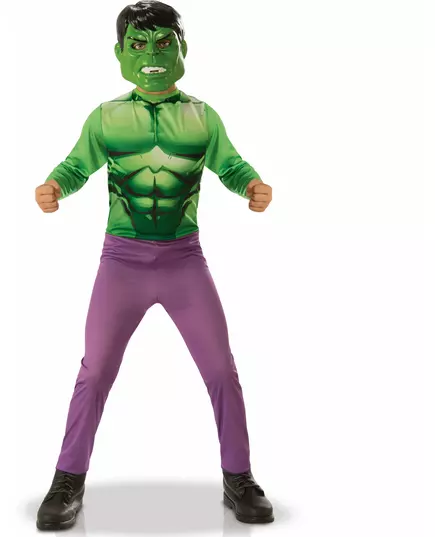 Klassisk Hulk™-maskeraddräkt för pojkar, Storlek: 5-6 år (110 till 116 cm)