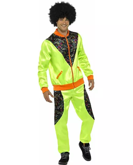 Retro joggingmaskeraddräkt grön herr, Storlek: Large