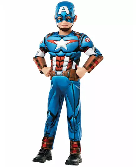 Lyxig Captain America-maskeraddräkt från den animerade serien för pojkar, Storlek: 5-6 år (110 till 116 cm)