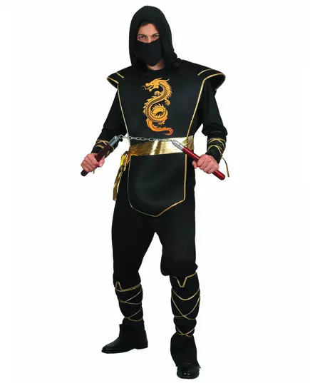 Maskeraddräkt ninja svart och guld herr, Storlek: X-Large