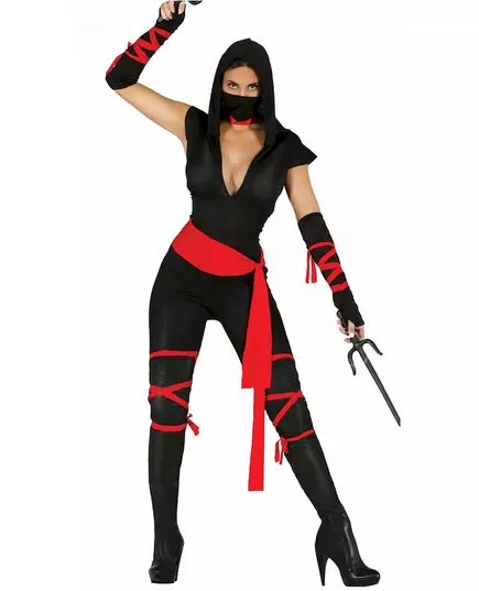 Sexig ninjamaskeraddräkt med jumpsuit dam, Storlek: Medium