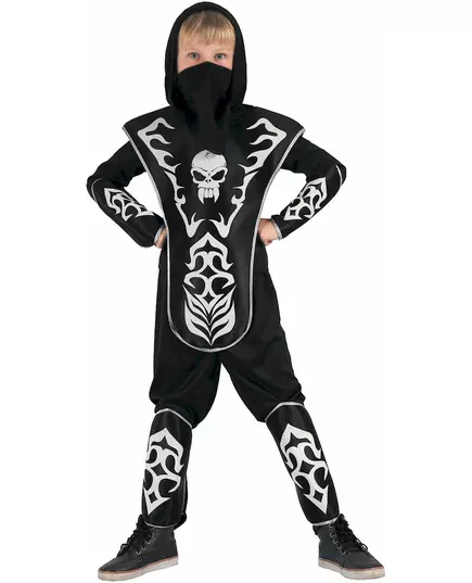 Maskeraddräkt ninja med dödskalle pojke, Storlek: 4-6 år (110-120 cm)