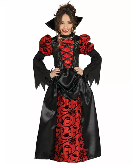Maskeraddräkt ädel vampyrgrevinna flicka Halloween, Storlek: 10-12 år (142-148 cm)