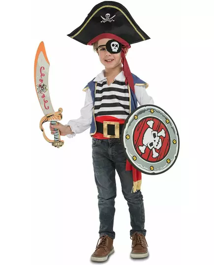 Piratmaskeraddräkt med tillbehör barn, Storlek: 5-6 år