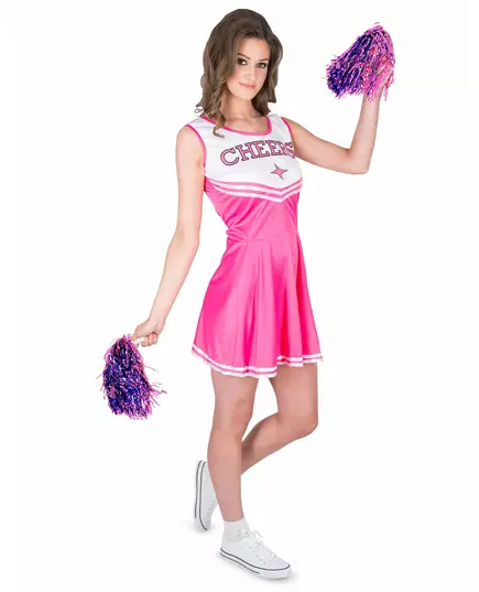 Rosa CHEERS-pompomflicka-maskeraddräkt dam, Storlek: Medium