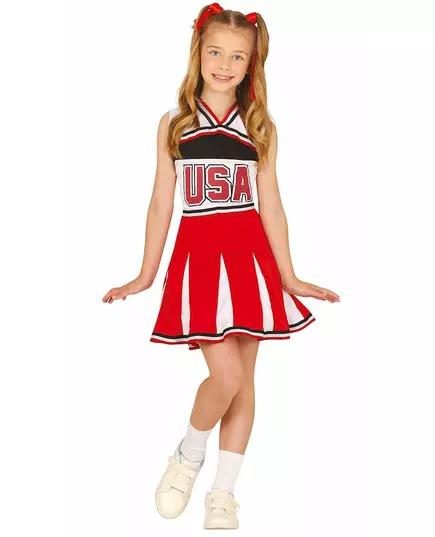 Maskeraddräkt USA-pompomflicka flicka, Storlek: 10-12 år (142-148 cm)