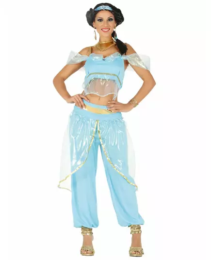 Blå maskeraddräkt, orientalisk prinsessa, dam, Storlek: Large (42-44)