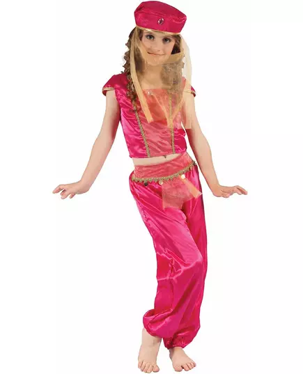 Rosa och gul maskeraddräkt orientalisk dansös barn, Storlek: 7-9 år (120-130 cm)