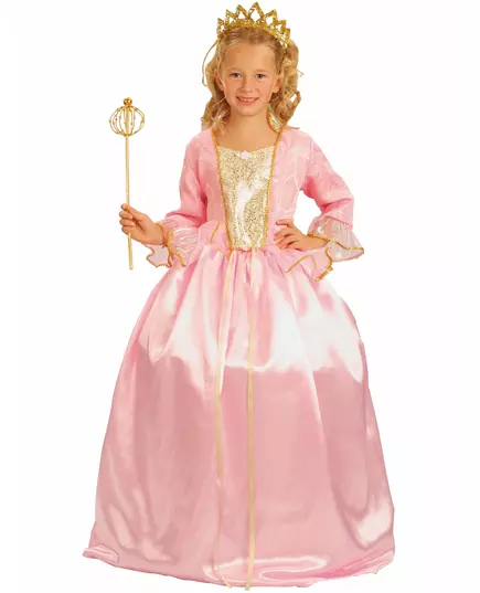 Lyxig rosa prinsessmaskeraddräkt flicka, Storlek: 7-9 år (120-130 cm)