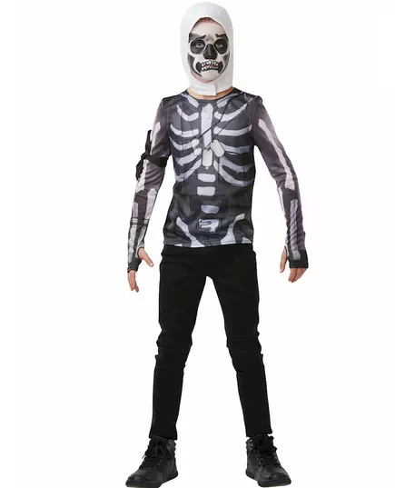 T-shirt och huva Skull Trooper Fortnite™ tonåring, Storlek: 11-13 år (142-164 cm)