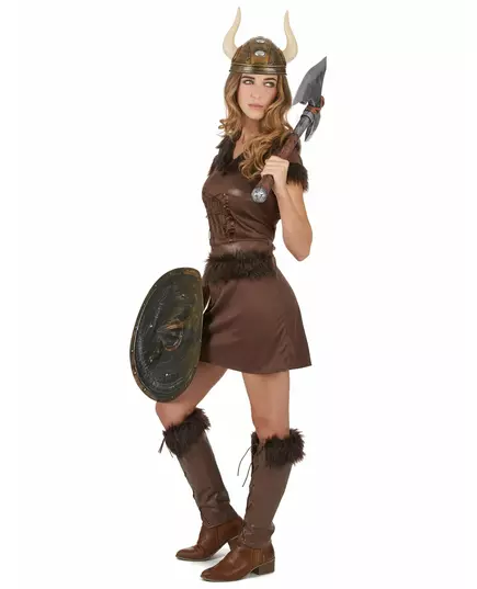 Sexig brun vikingmaskeraddräkt dam, Storlek: Large