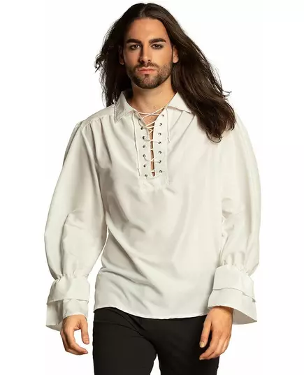 Vit piratblus herr, Storlek: Medium/Large (50/52)