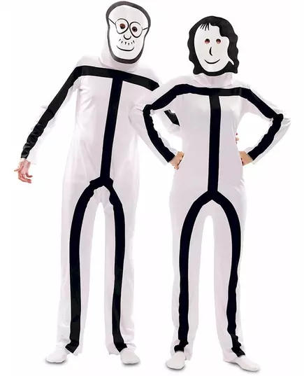 Maskeraddräkt med Stickman-masker vuxen, Storlek: Medium/Large (52)