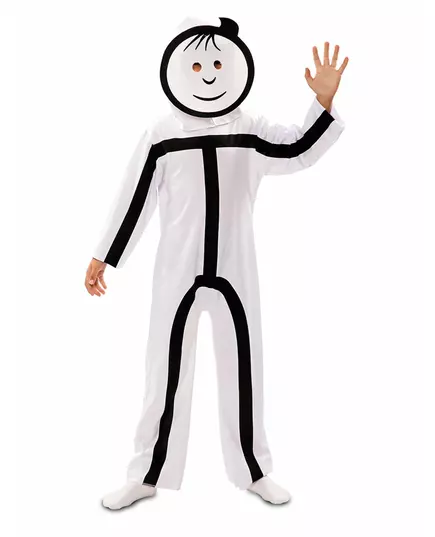 Maskeraddräkt med Stickman-masker för barn, Storlek: 10-12 år(139-155 cm)