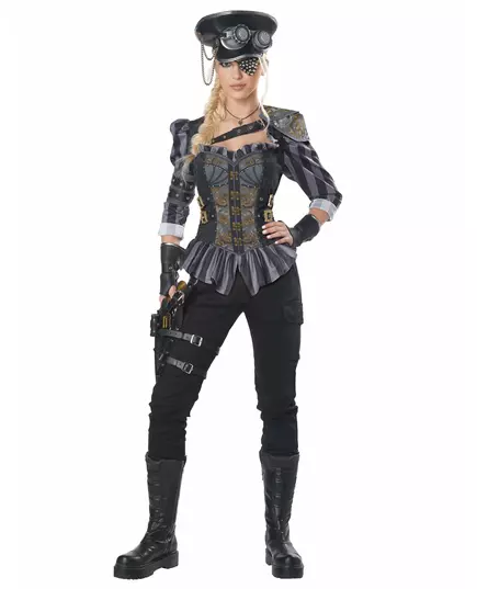 Lyxig steampunkkapten-maskeraddräkt dam, Storlek: Small (38/40)