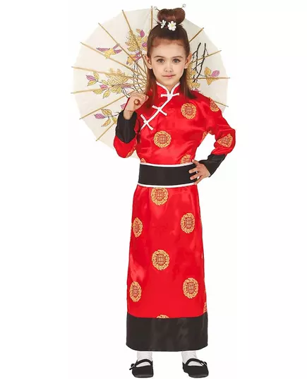 Röd kinesisk maskeraddräkt flicka, Storlek: 5-6 år (110-115 cm)