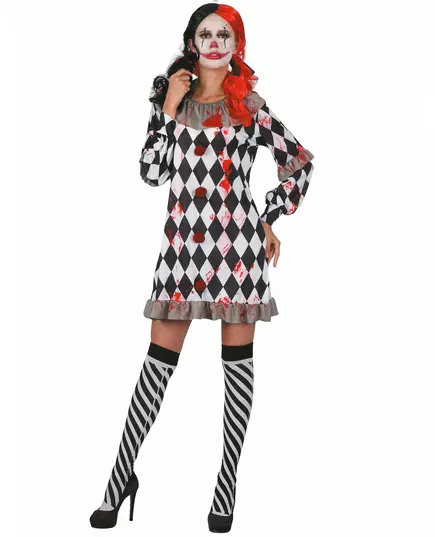 Blodig clownmaskeraddräkt dam, Storlek: Medium