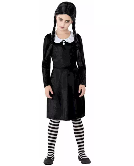 Maskeraddräkt flicka från den morbida familjen, Storlek: 10-12 år (145-160 cm)