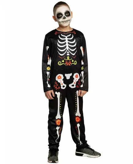 Dia de los muertos-maskeraddräkt pojke, Storlek: 7-9 år (122-134 cm)