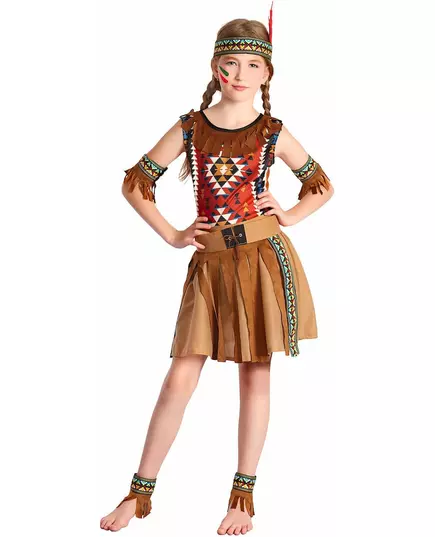 Indiansk maskeraddräkt flicka, Storlek: 10-12 år (130-140 cm)