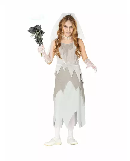 Grå spökbrud-maskeraddräkt flicka, Storlek: 7–9 år (125–135 cm)
