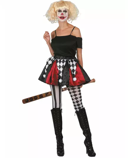 Maskeraddräkt med harlekinkjol dam, Storlek: Large