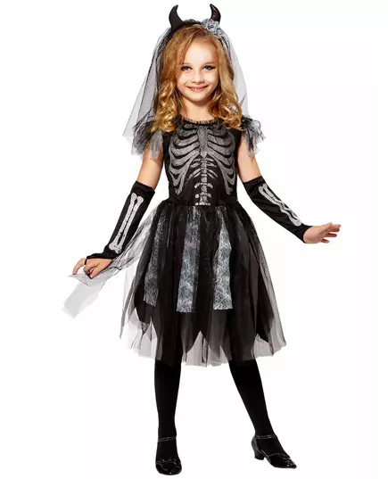 Maskeraddräkt demonbrud skelett barn, Storlek: 8-10 år (140 cm)